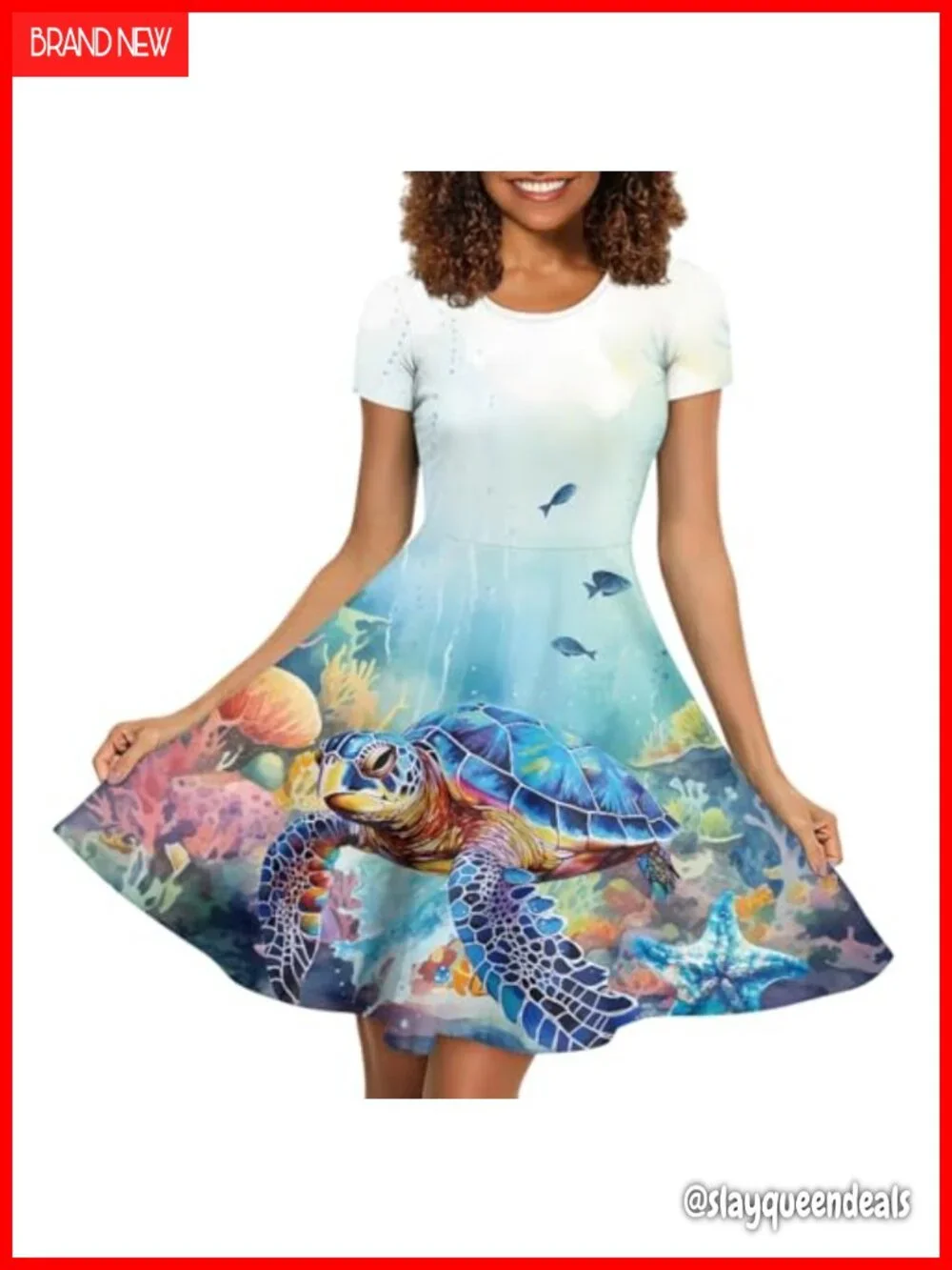 Geometric Aztec Midi Swing Dress with Round Neck